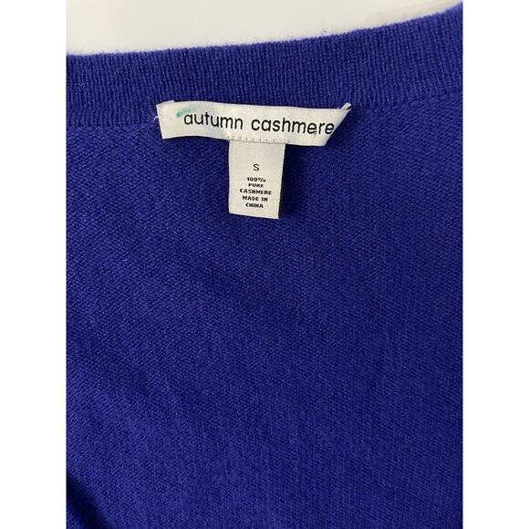 Women's Autumn Cashmere Cardigan Sweater Split Back Blue Size S Lightweight - Picture 2 of 5